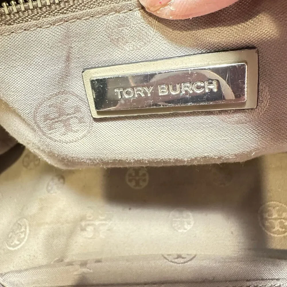 TORY BURCH ROBINSON WOVEN SOFT SATCHEL FRENCH GRAY
